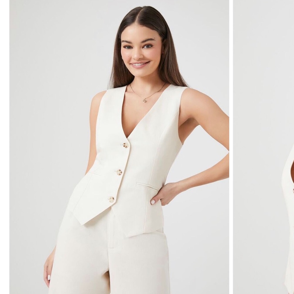 F21 tuxedo vest top in color Birch